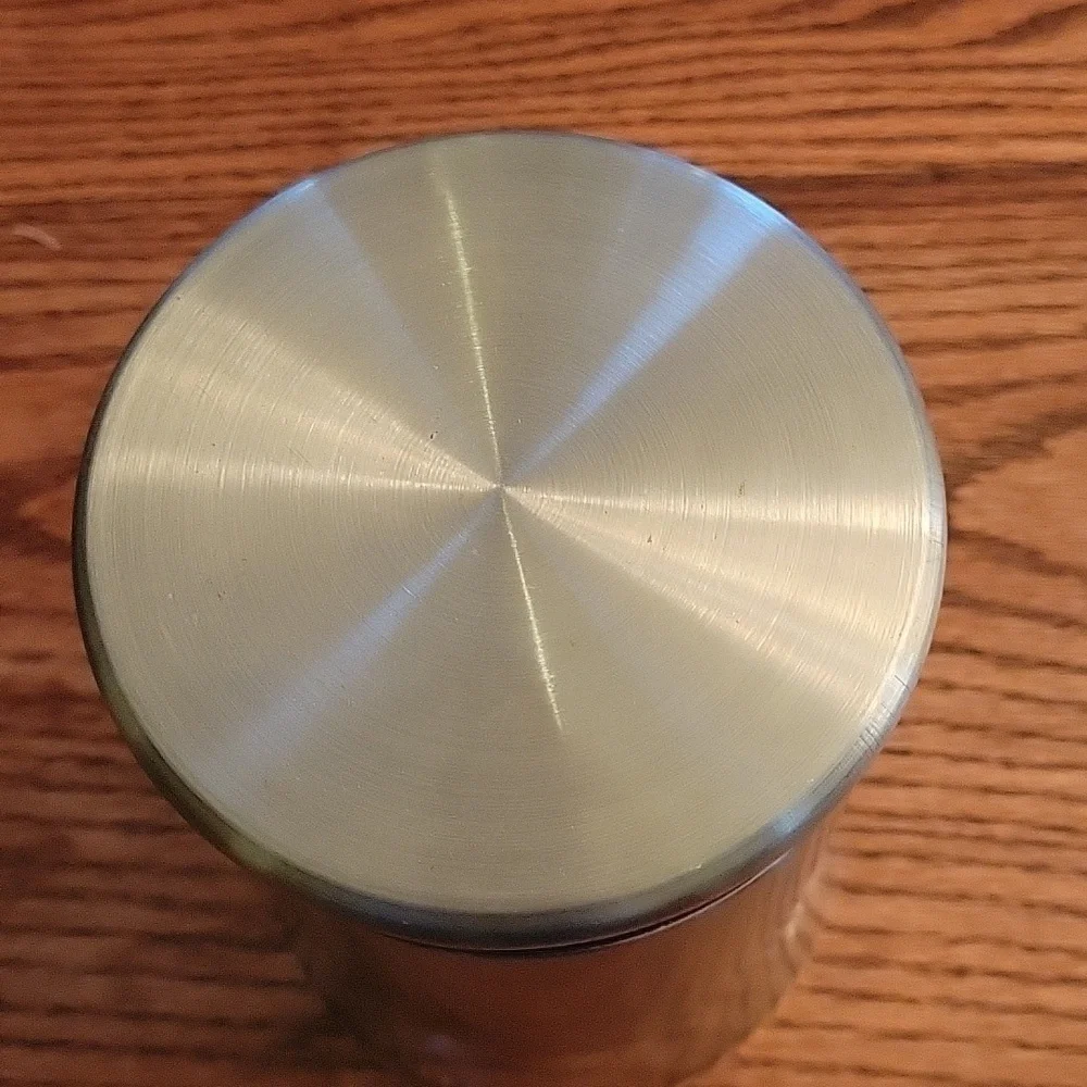 Stainless steel & glass dog biscuit/treat container.  Paw print.  7" x 4.5" - Picture 3 of 7